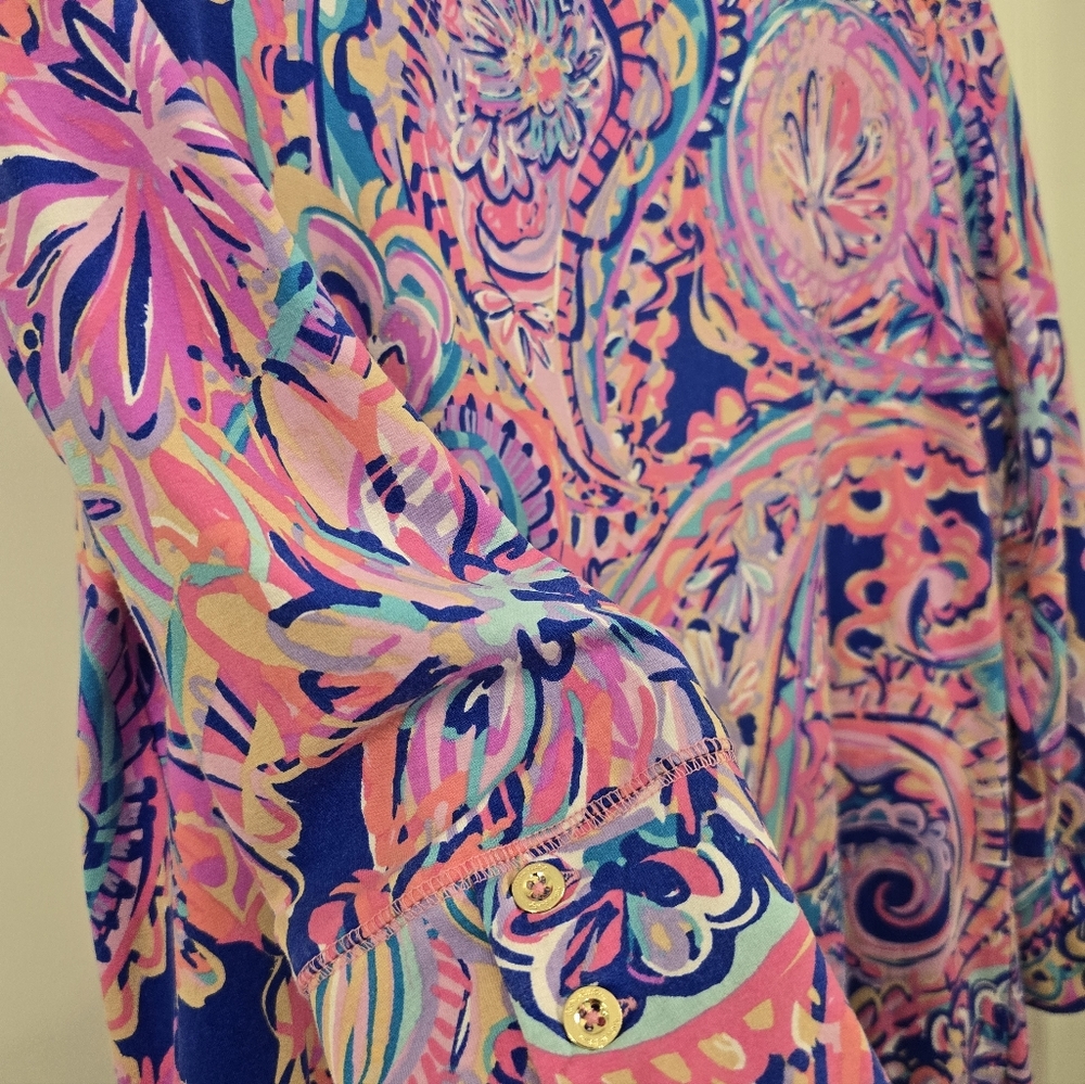 Lilly Pulitzer Size XL Sophie Dress 50+ UPF. Blue Current Drop Me A Line ❤️ EEUC - Picture 8 of 12